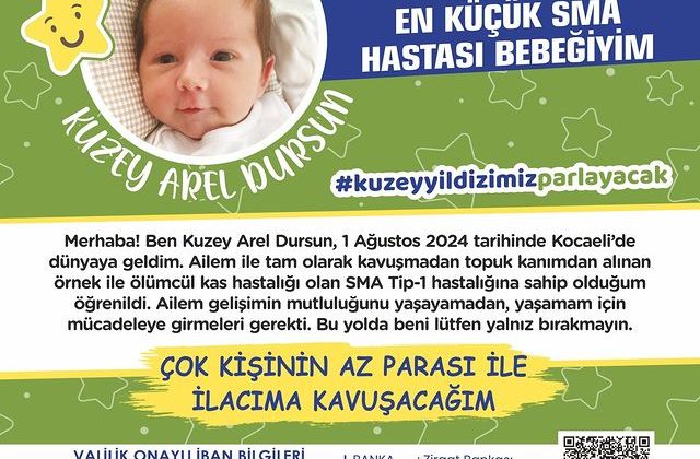 : İzmit’te yaşayan 4 aylık Kuzey Arel Dursun, SMA hastalığıyla mücadele ediyor
