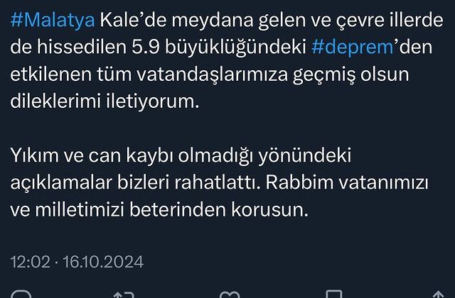 Deprem Malatya Kale’de Meydana Geldi